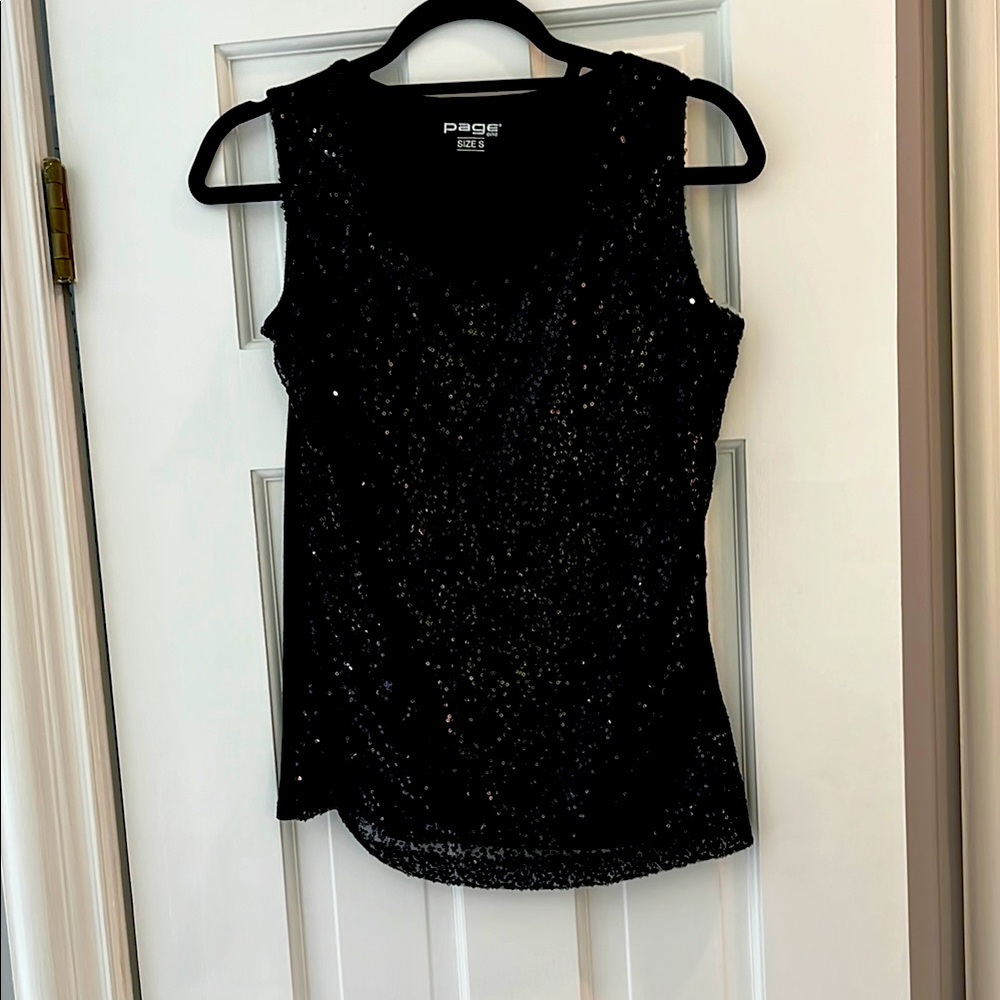 PAIGE Black Sequin top